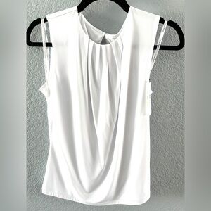 NWT Calvin Klein Solid Pleated Crew Neck Knit Tank Top Size 4/Small